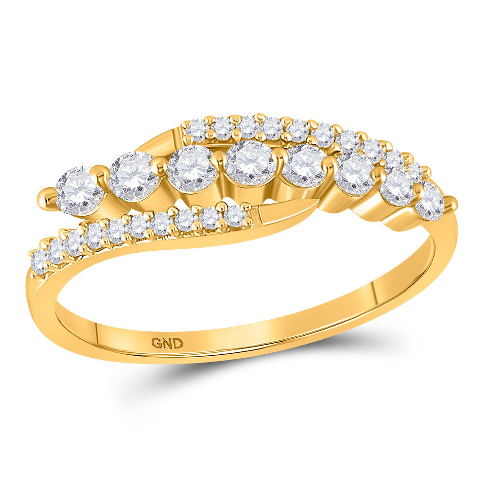 10kt Yellow Gold Womens Round Diamond Band Ring 1/3 Cttw