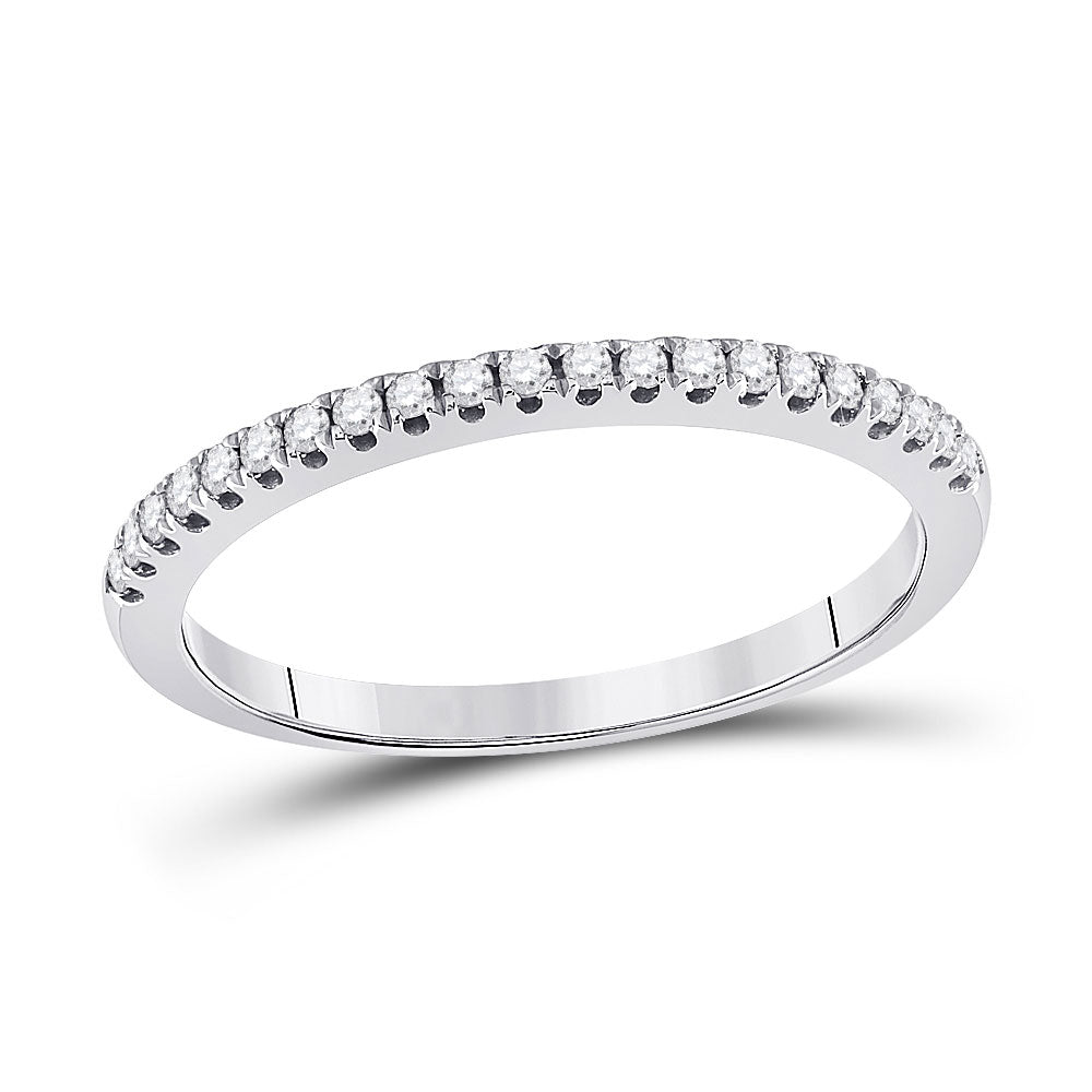 14kt White Gold Womens Round Diamond Classic Anniversary Ring 1/6 Cttw