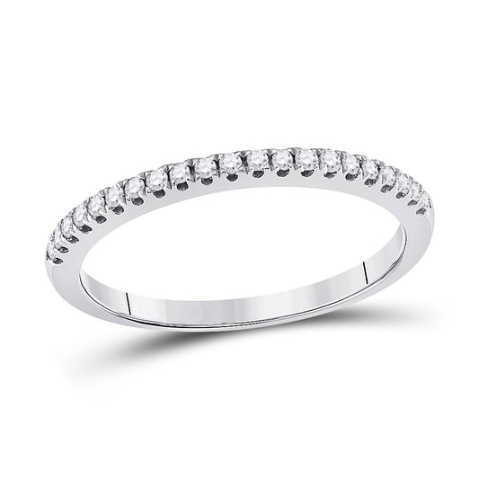 14kt White Gold Womens Round Diamond Classic Anniversary Ring 1/6 Cttw