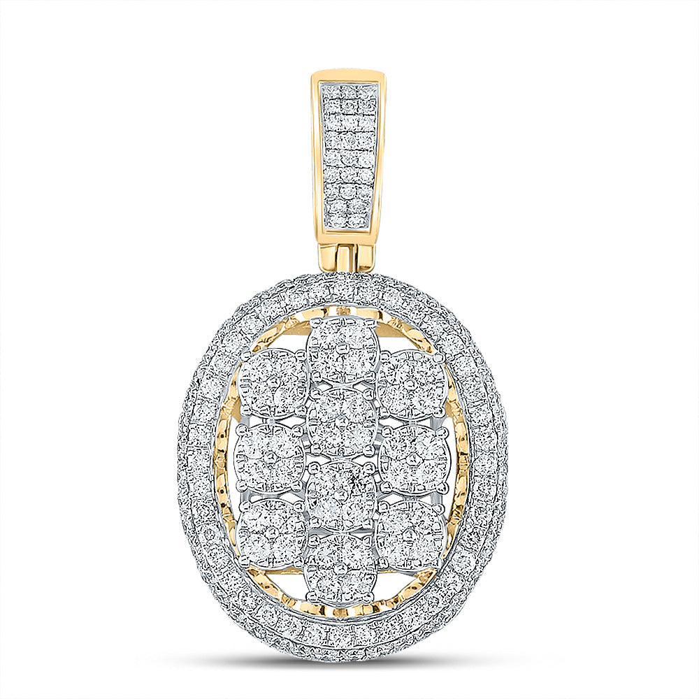 10kt Yellow Gold Mens Round Diamond Oval Charm Pendant 2 Cttw