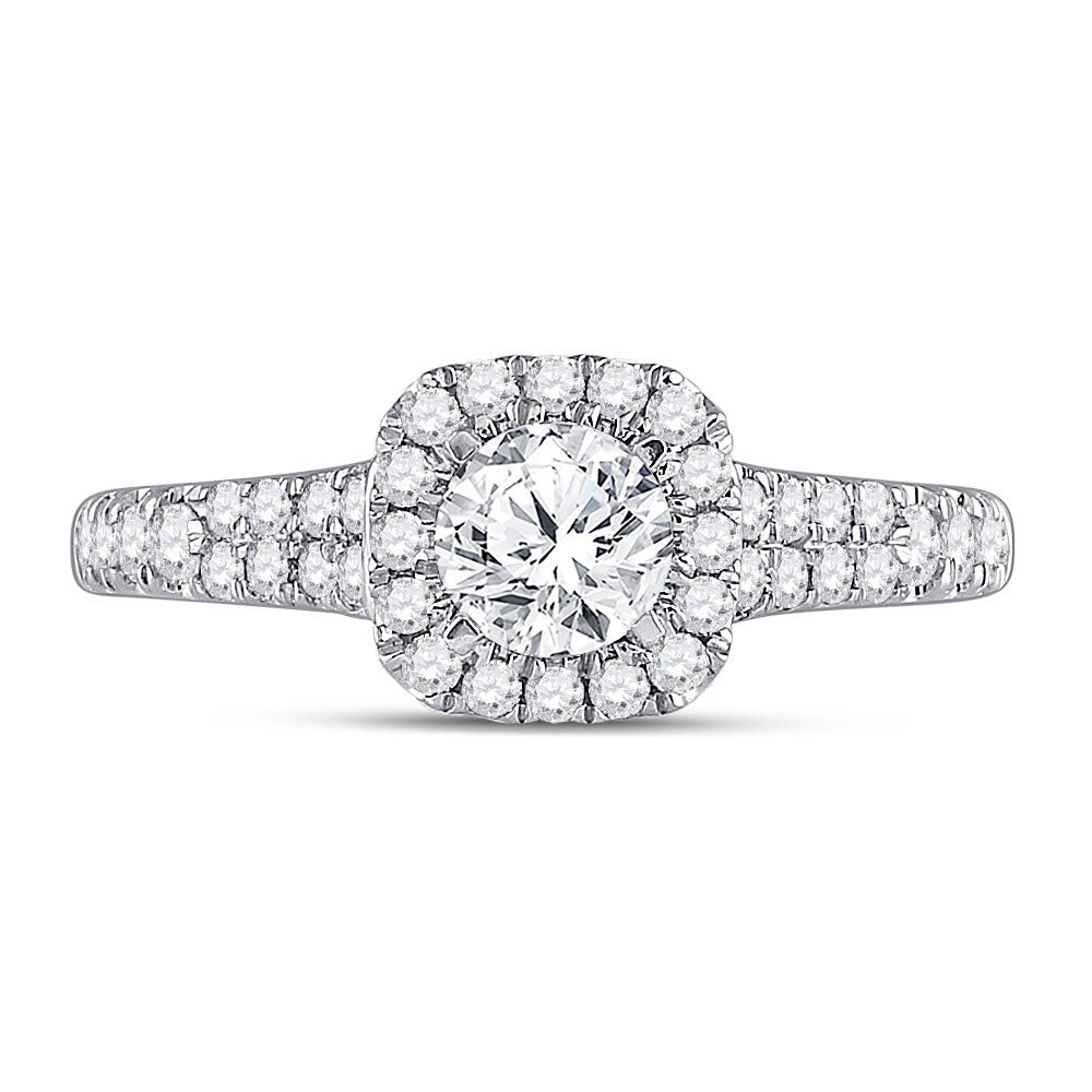 14kt White Gold Round Diamond Halo Bridal Wedding Engagement Ring 1 Cttw