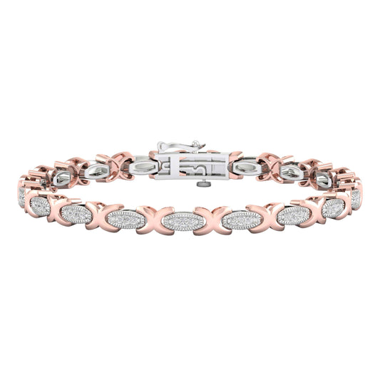 10kt Two-tone Gold Womens Round Diamond Link Bracelet 1/2 Cttw
