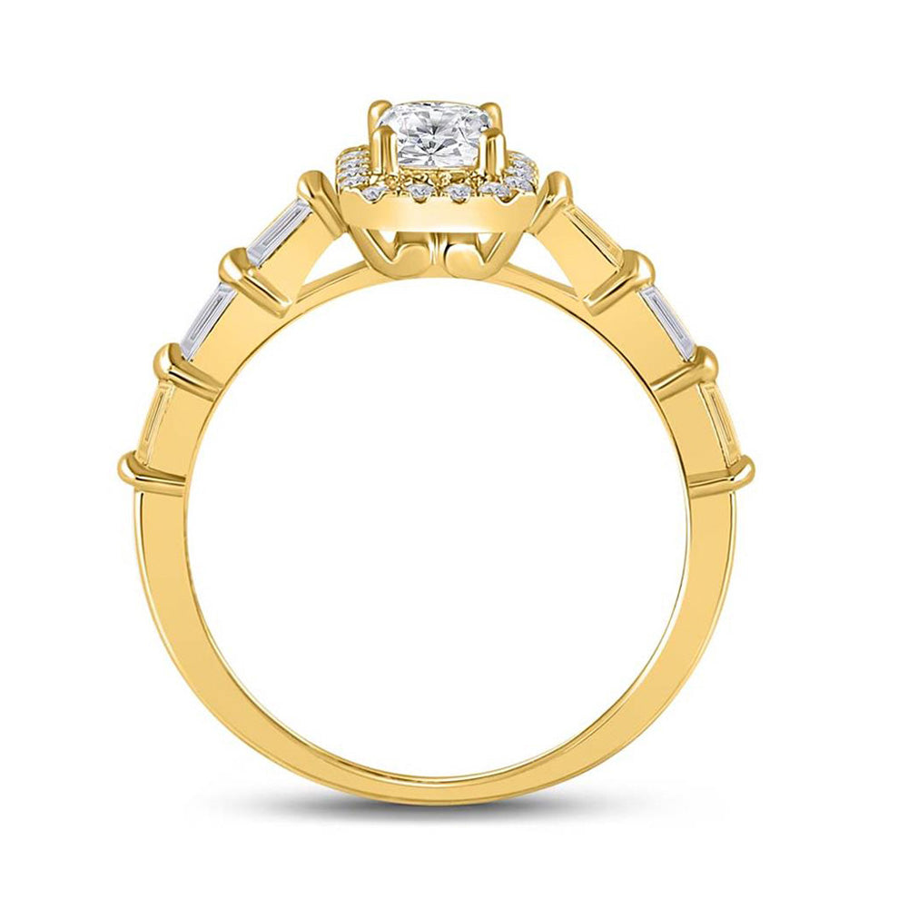 14kt Yellow Gold Emerald Diamond Solitaire Bridal Wedding Engagement Ring 7/8 Cttw