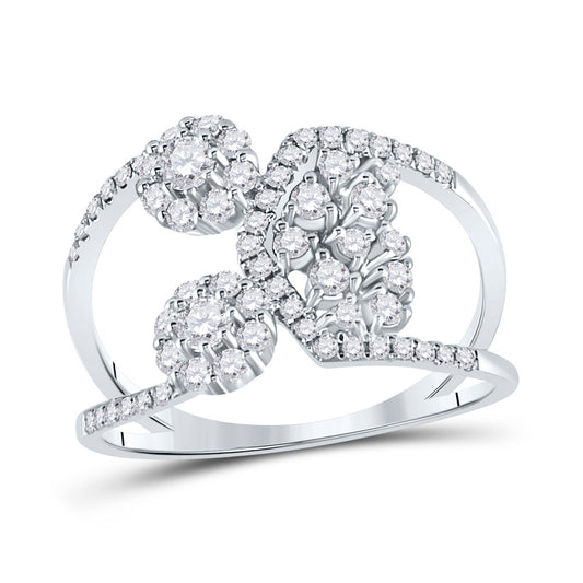14kt White Gold Womens Round Diamond Negative Space Band Ring 3/4 Cttw