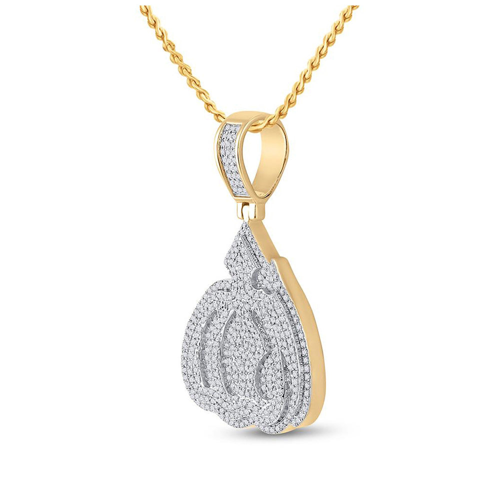 14kt Yellow Gold Mens Round Diamond Allah Islam Charm Pendant 1 Cttw