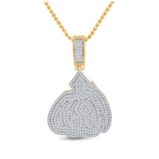14kt Yellow Gold Mens Round Diamond Allah Islam Charm Pendant 1 Cttw