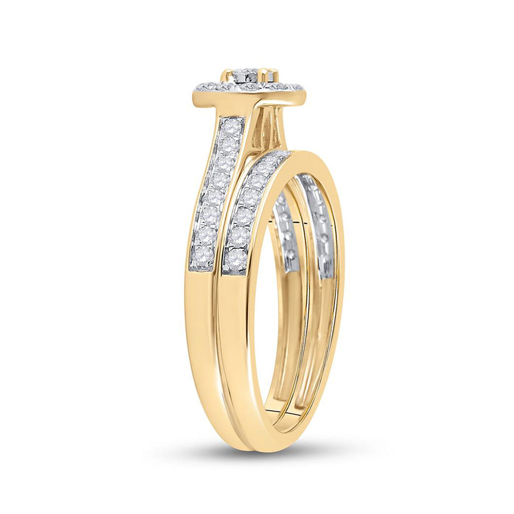10kt Yellow Gold Round Diamond Bridal Wedding Ring Band Set 1/2 Cttw
