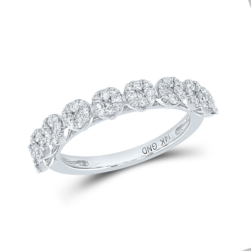 14kt White Gold Womens Round Diamond Band Ring 5/8 Cttw