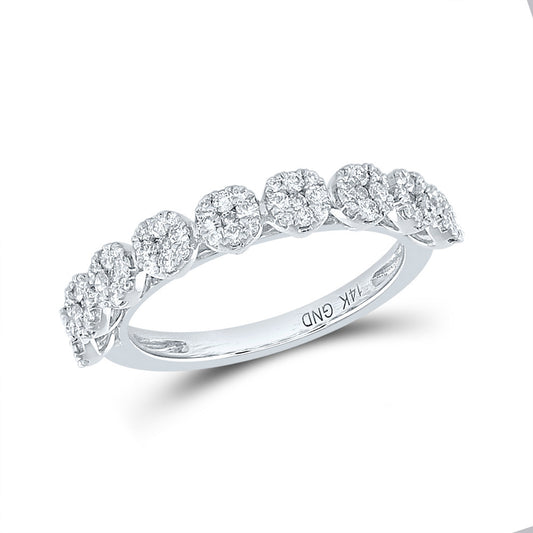 14kt White Gold Womens Round Diamond Band Ring 5/8 Cttw