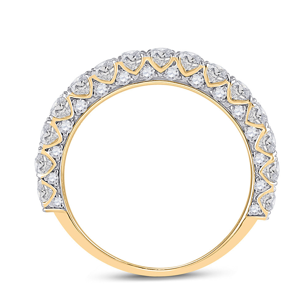 14kt Yellow Gold Womens Round Diamond Single Row Band Ring 1-1/2 Cttw