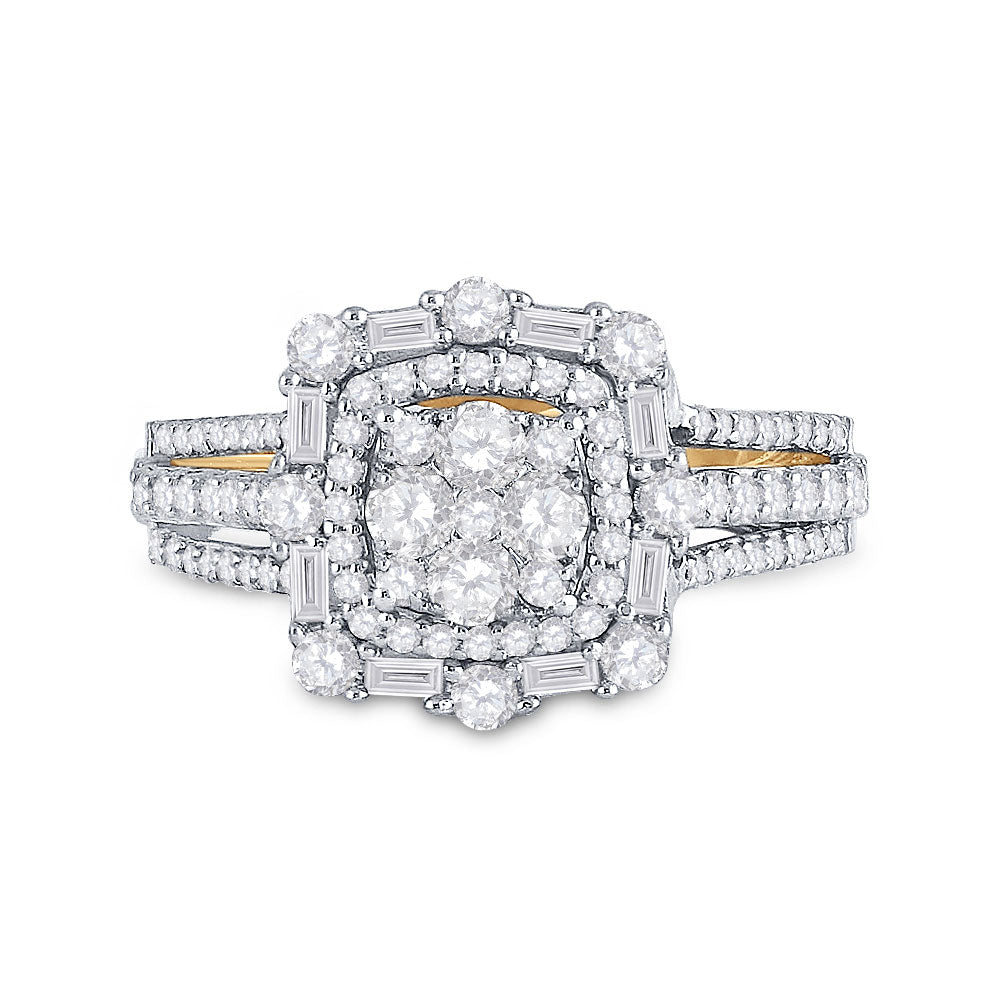 14kt Yellow Gold Womens Round Diamond Cluster Ring 1 Cttw