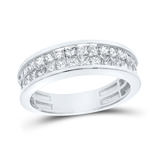 14kt White Gold Womens Princess Diamond Band Ring 1-1/4 Cttw