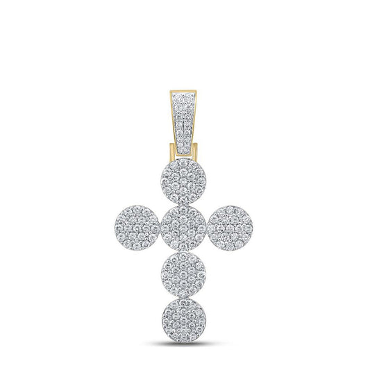 10kt Yellow Gold Mens Round Diamond Cross Charm Pendant 2 Cttw