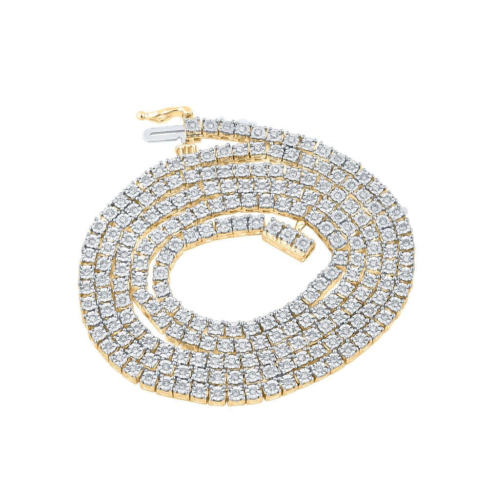 10kt Yellow Gold Mens Round Diamond 24" Chain 24" Chain Necklace 1-1/2 Cttw