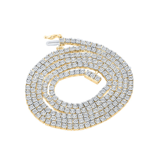 10kt Yellow Gold Mens Round Diamond 24" Chain 24" Chain Necklace 1-1/2 Cttw