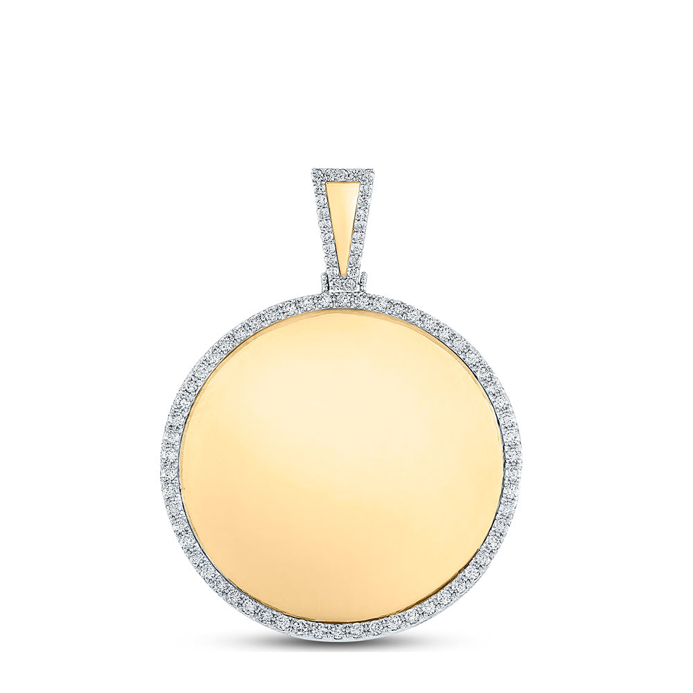 10kt Yellow Gold Mens Round Diamond Mirror Memory Charm Pendant 2-1/5 Cttw