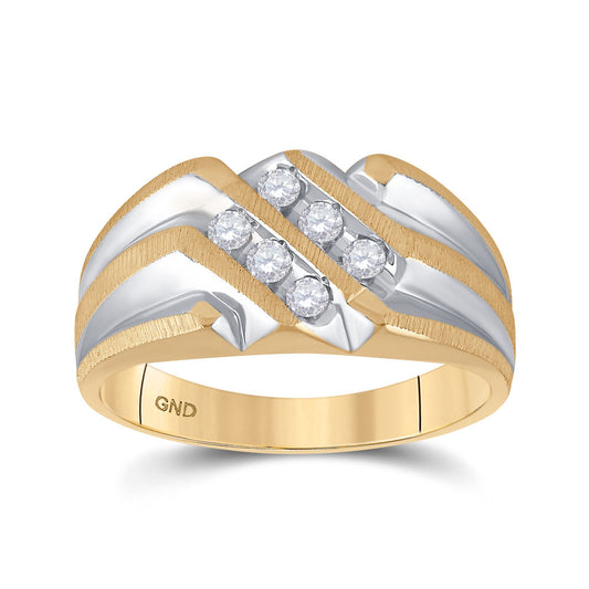 10kt Yellow Gold Mens Round Diamond Band Ring 1/4 Cttw
