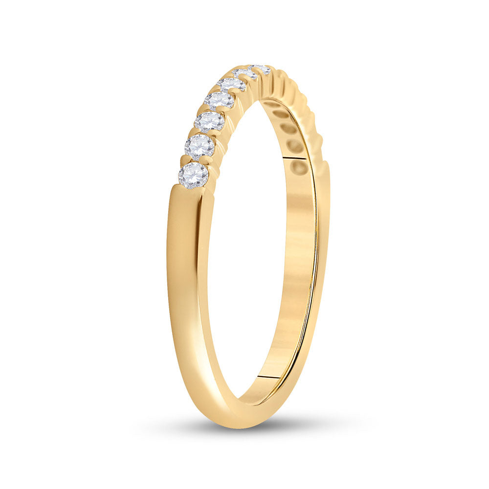 14kt Yellow Gold Womens Round Diamond Wedding Single Row Band 1/4 Cttw