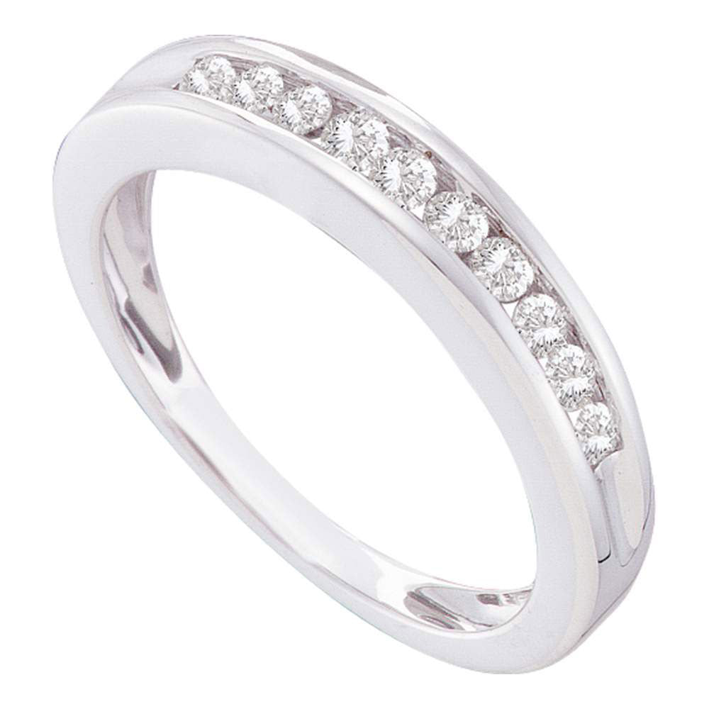 10kt White Gold Womens Round Diamond Single Row Band Ring 1/4 Cttw