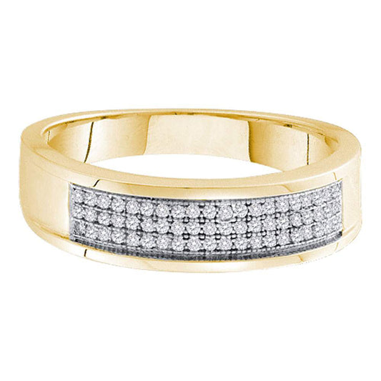 10kt Yellow Gold Mens Round Diamond Band Ring 1/5 Cttw