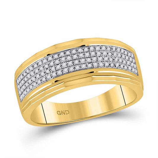 10kt Yellow Gold Mens Round Diamond Band Ring 1/3 Cttw