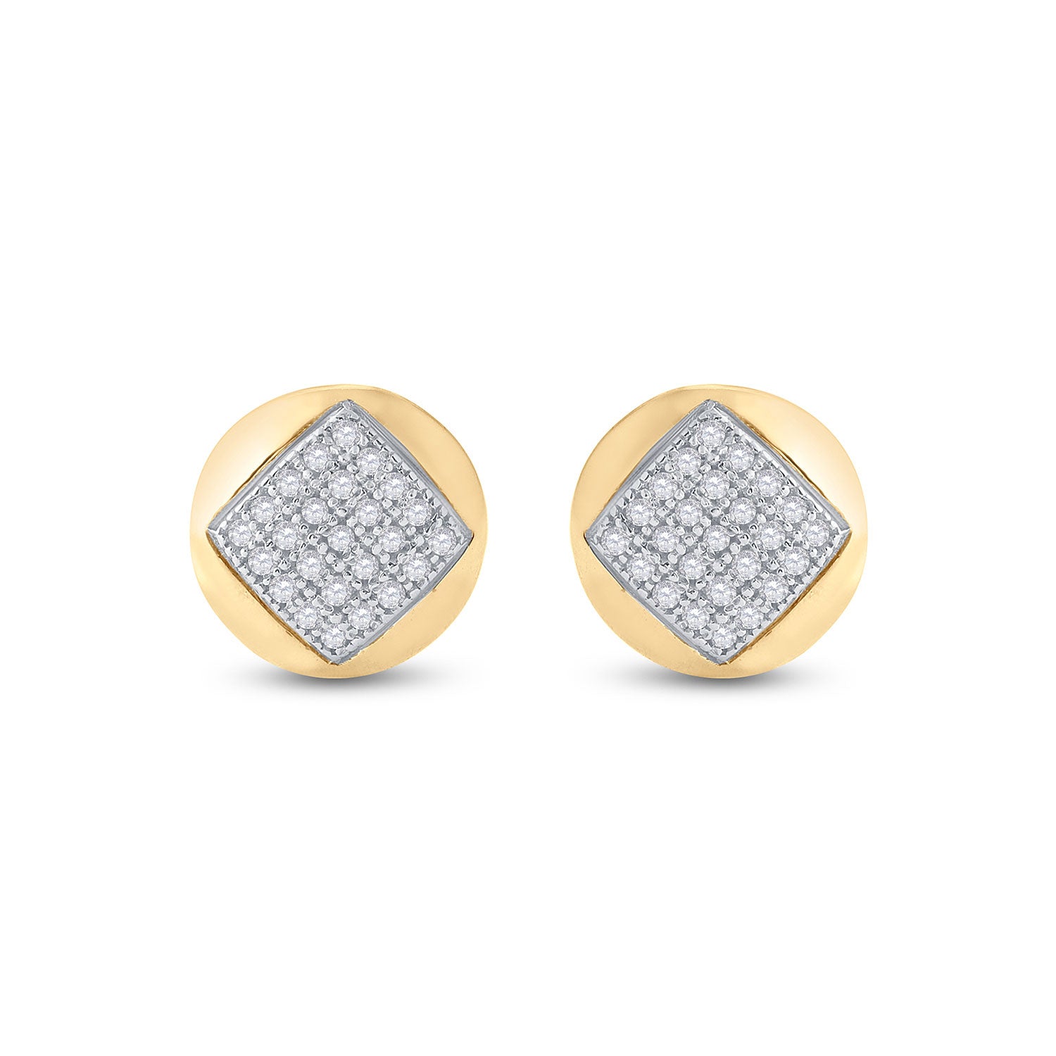 10kt Yellow Gold Womens Round Diamond Cluster Earrings 1/6 Cttw