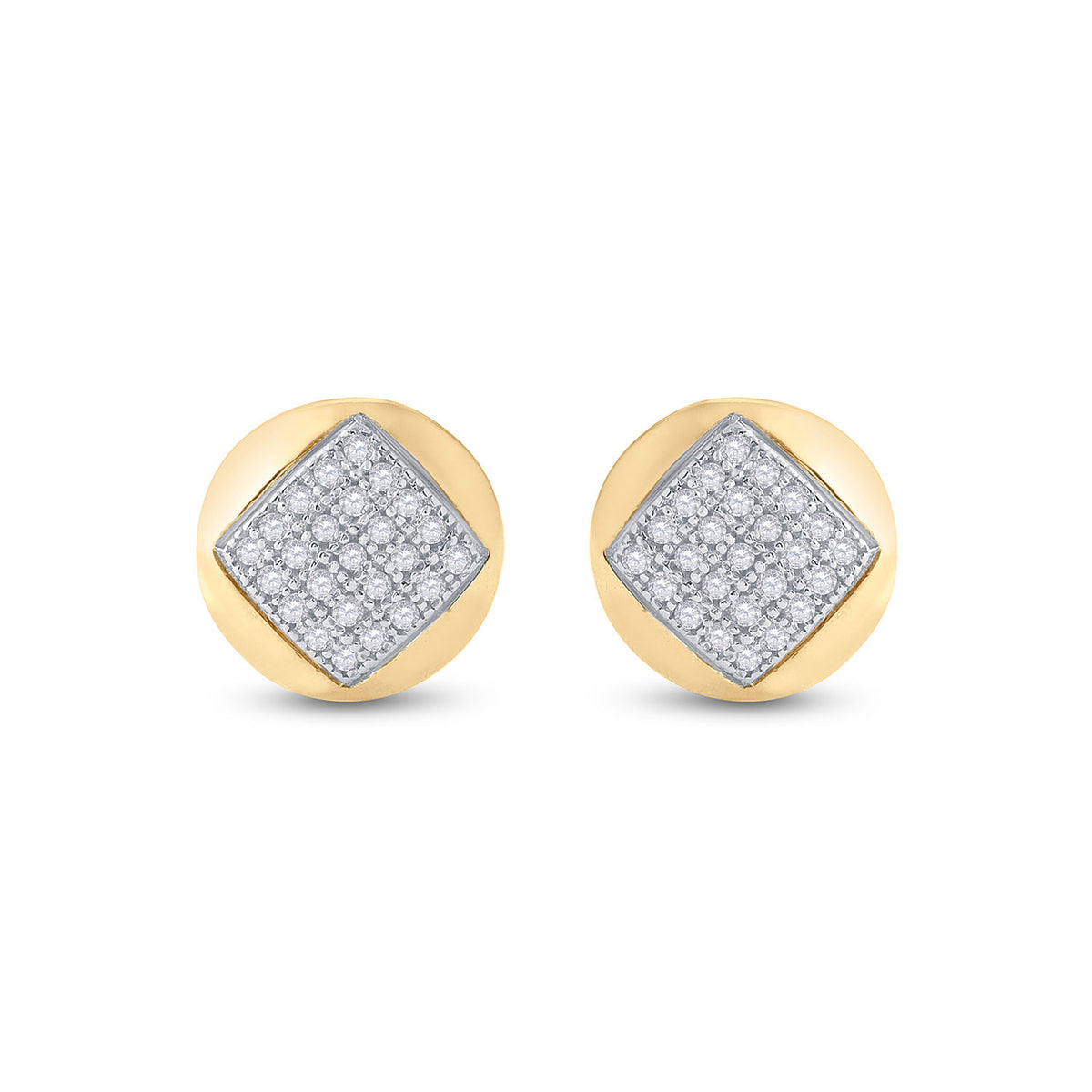 10kt Yellow Gold Womens Round Diamond Cluster Earrings 1/6 Cttw