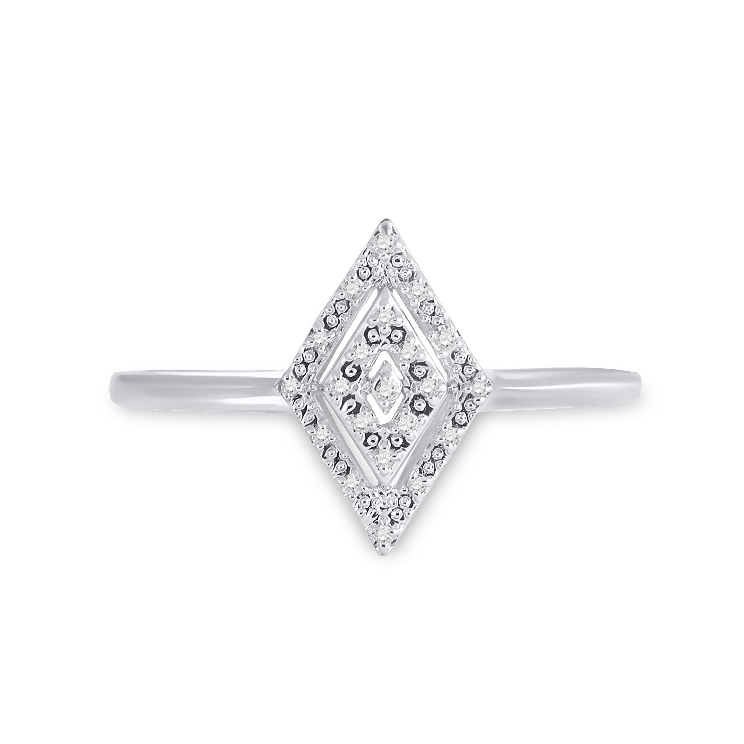 10kt White Gold Womens Round Diamond Geometric Fashion Ring 1/20 Cttw