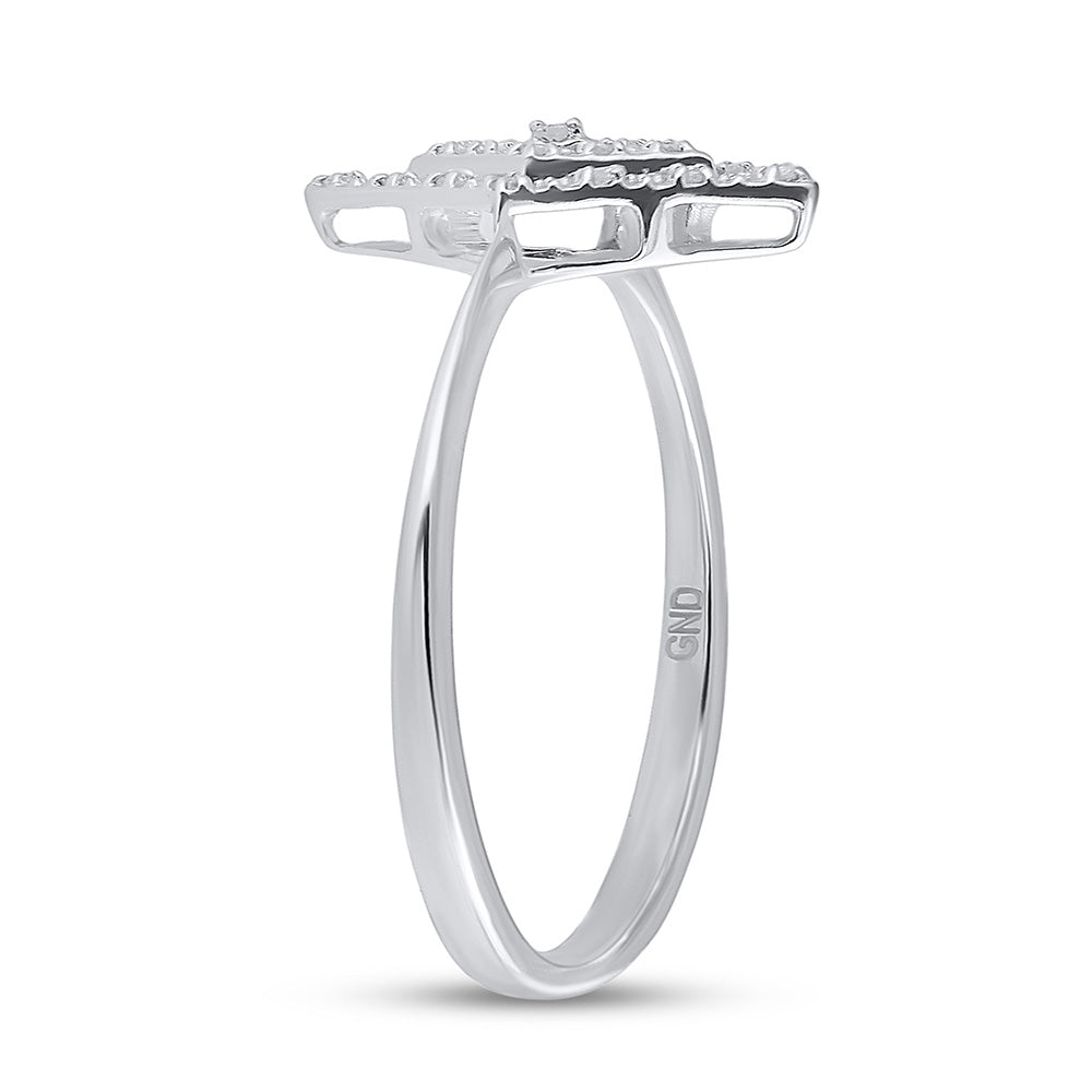 10kt White Gold Womens Round Diamond Geometric Fashion Ring 1/20 Cttw