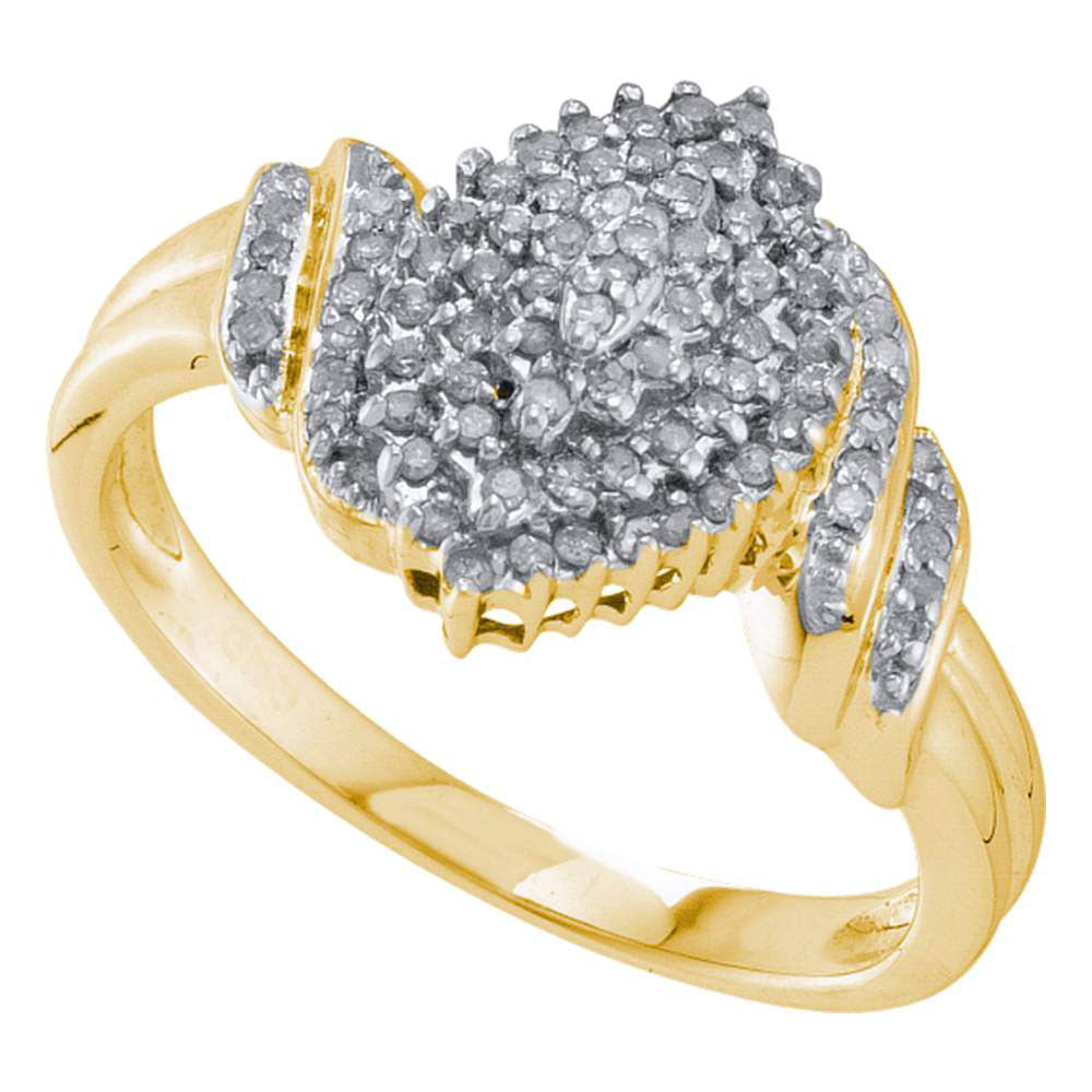 10kt Yellow Gold Womens Round Diamond Cluster Ring 1/4 Cttw