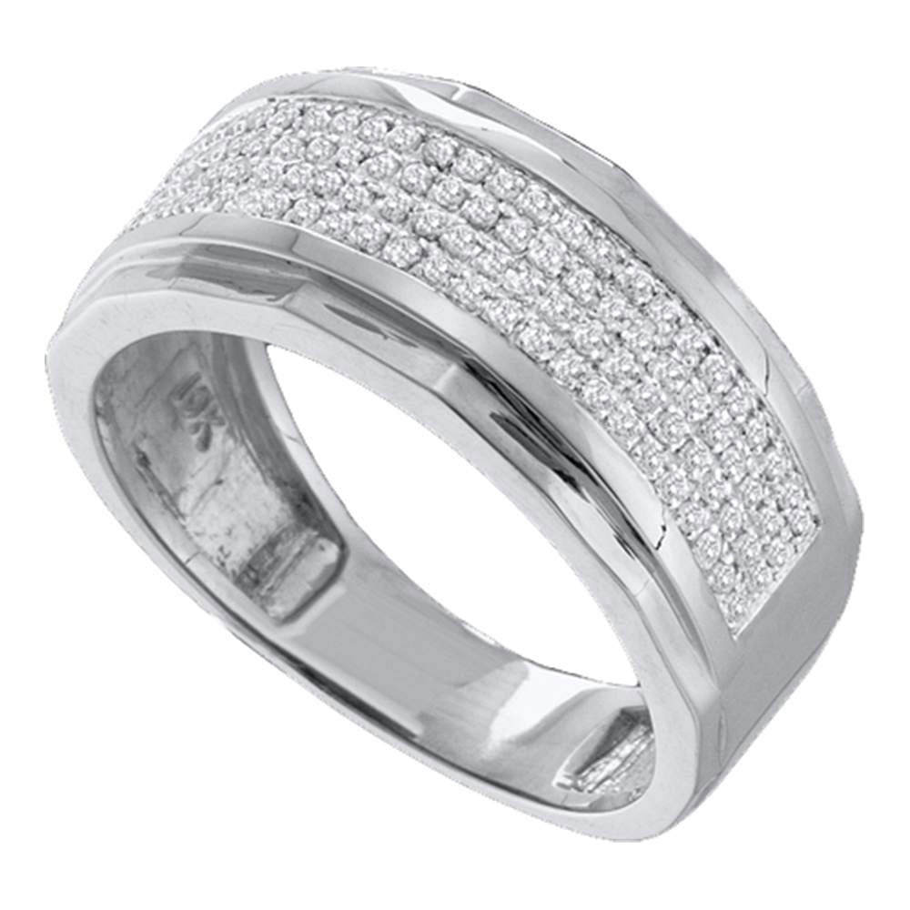 Sterling Silver Mens Round Diamond Band Ring 1/3 Cttw