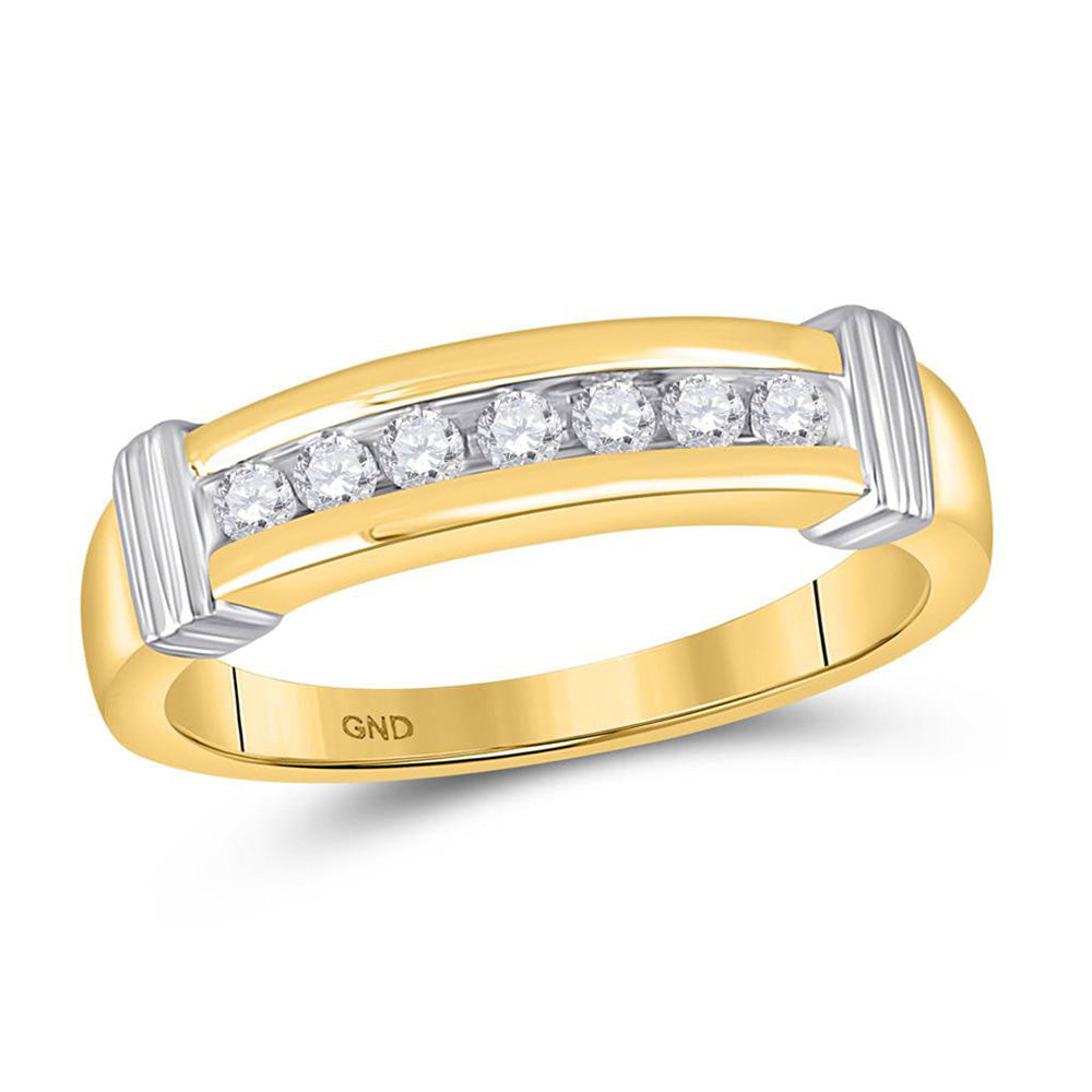 10kt Yellow Gold His Hers Round Diamond Square Matching Wedding Set 5/8 Cttw