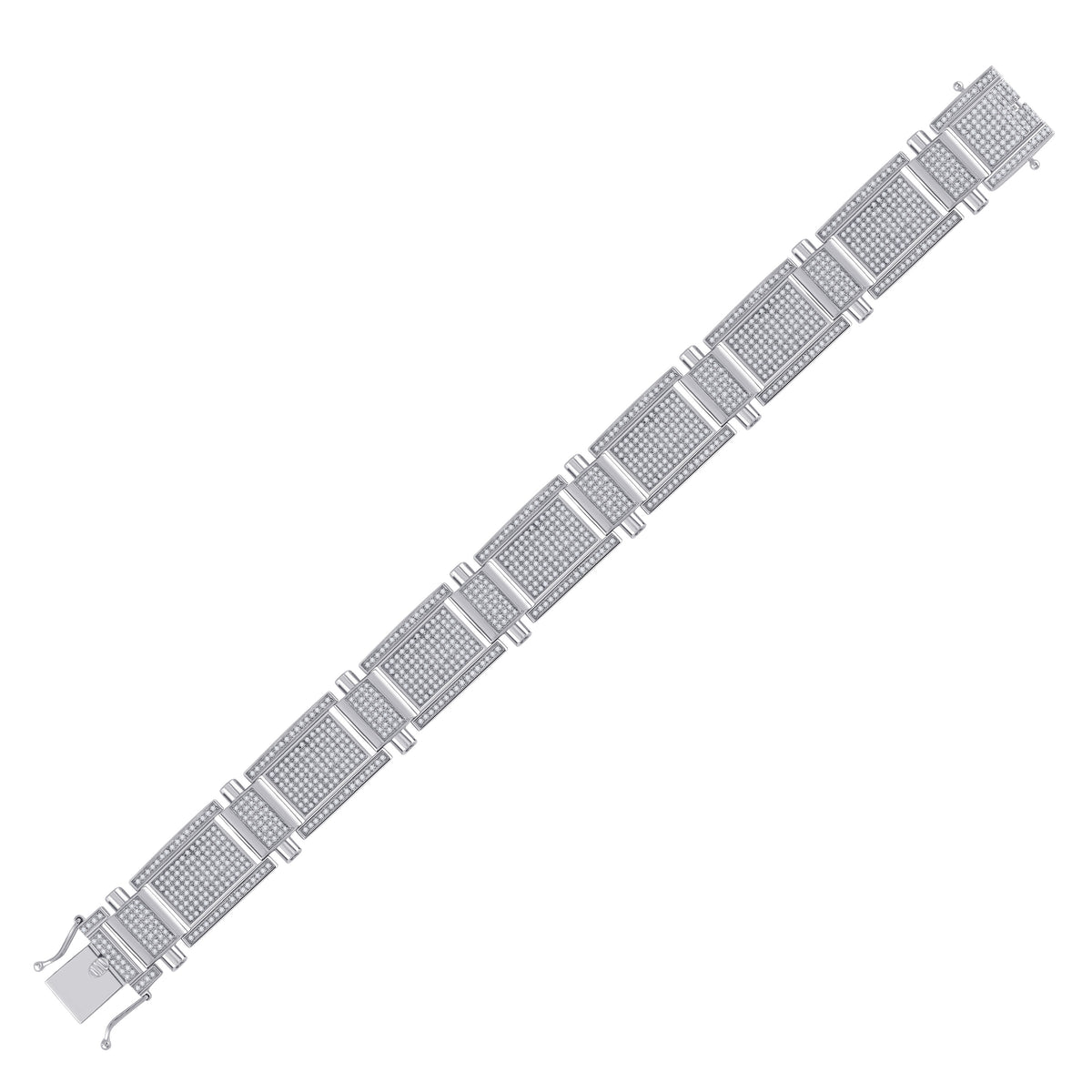 10kt White Gold Mens Round Diamond Link Bracelet 3-5/8 Cttw
