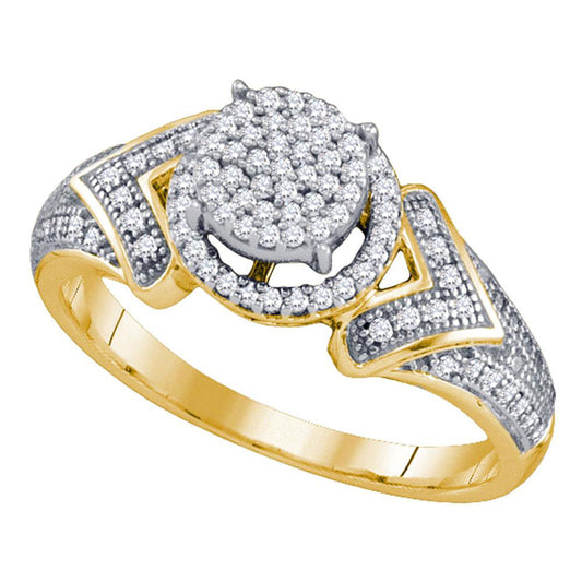 10kt Yellow Gold Womens Round Diamond Cluster Ring 1/3 Cttw