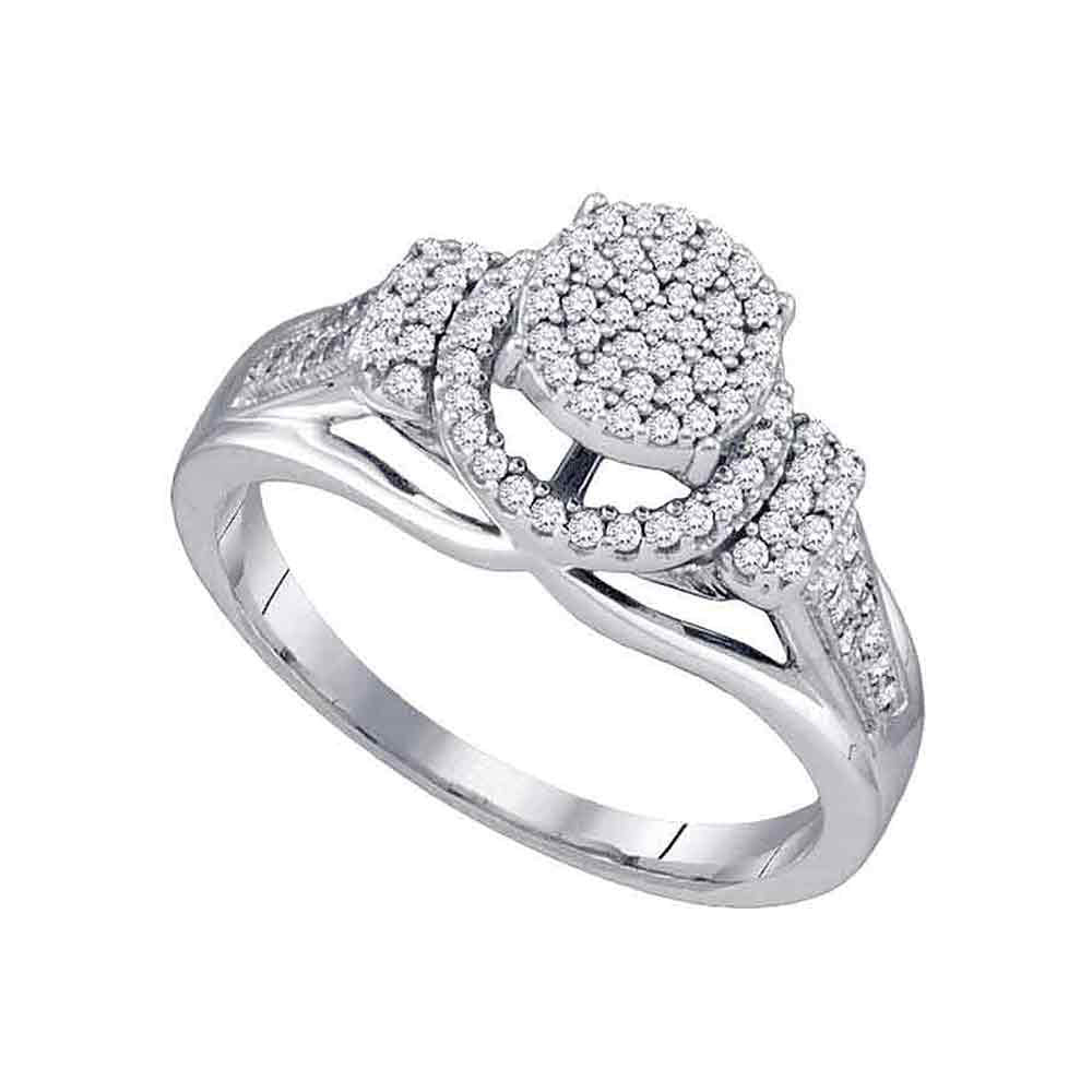 10kt White Gold Round Diamond Cluster Bridal Wedding Engagement Ring 1/3 Cttw