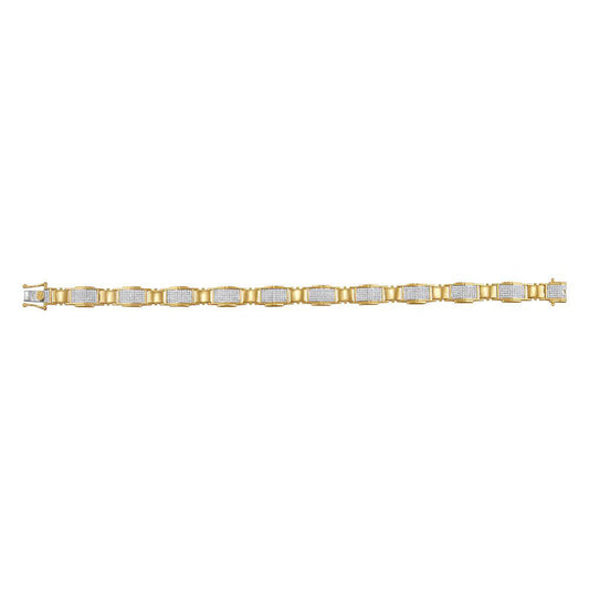10kt Yellow Gold Mens Round Diamond Link Bracelet 1-1/2 Cttw