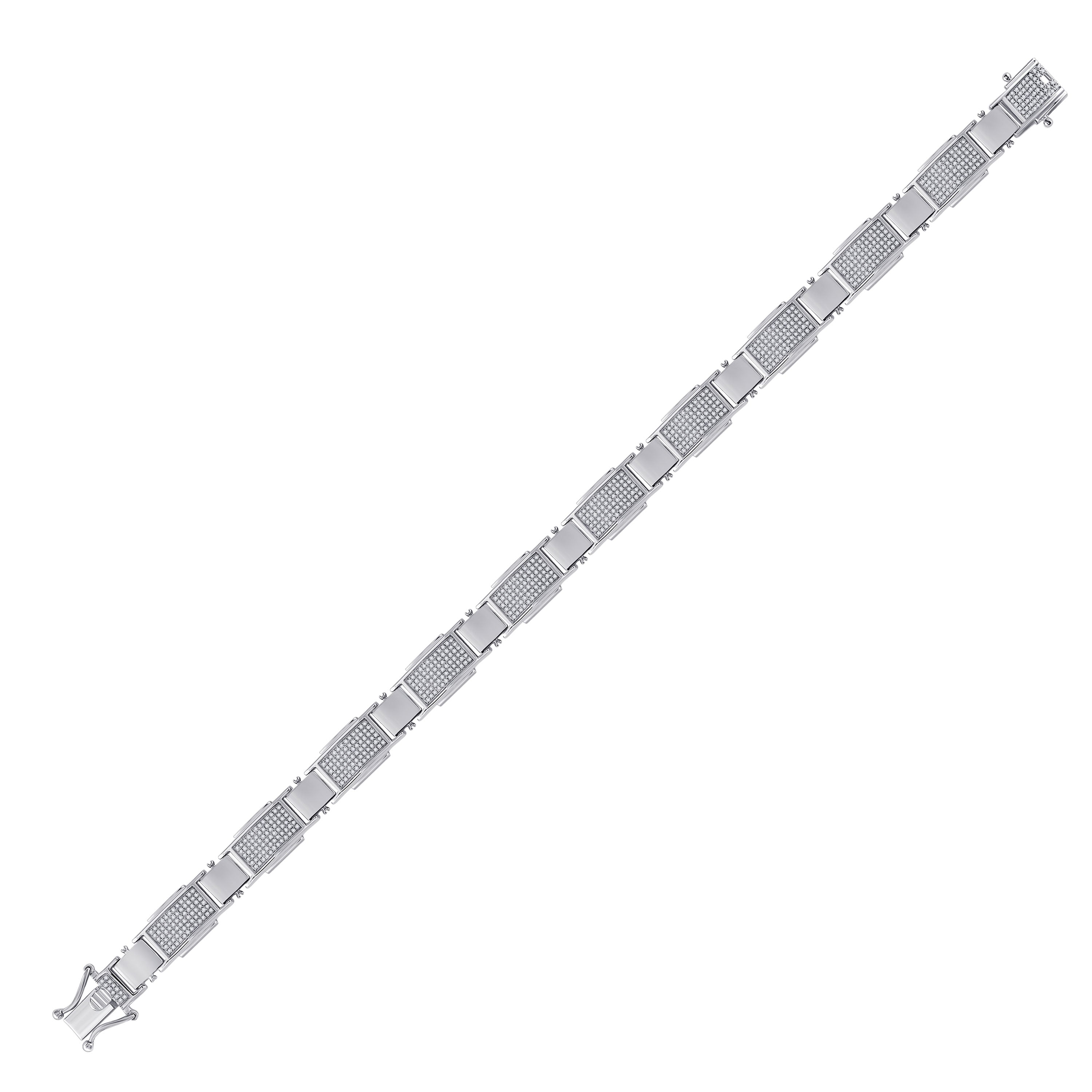 10kt White Gold Mens Round Diamond Fashion Bracelet 1-1/2 Cttw
