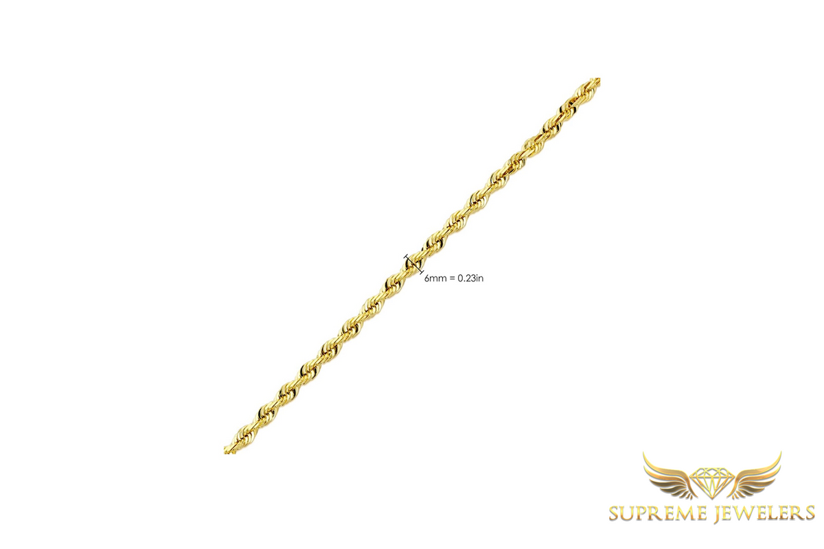 6mm 10K Gold Rope Chain (Hollow)
