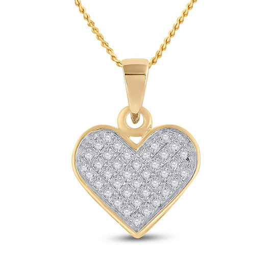 Yellow-tone Sterling Silver Womens Round Diamond Heart Pendant 1/10 Cttw