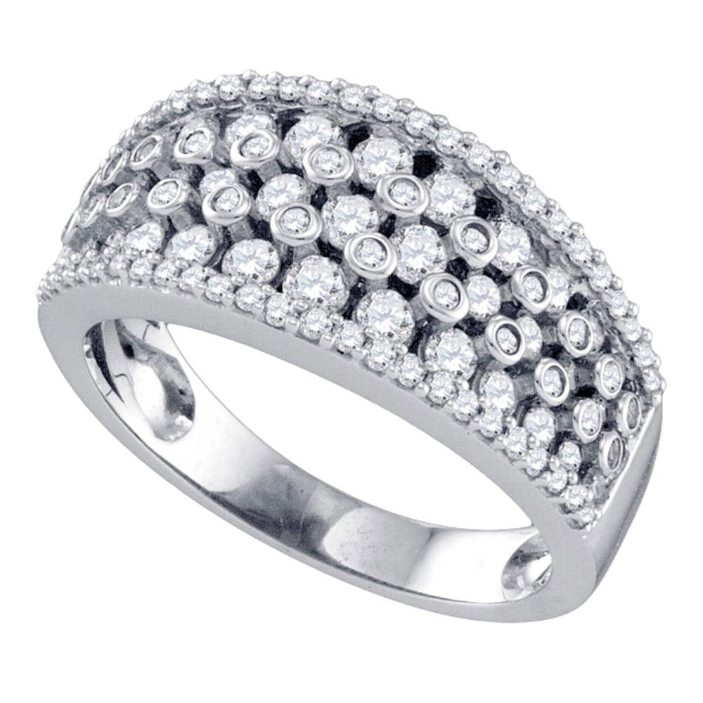 10kt White Gold Womens Round Diamond Band Ring 1 Cttw