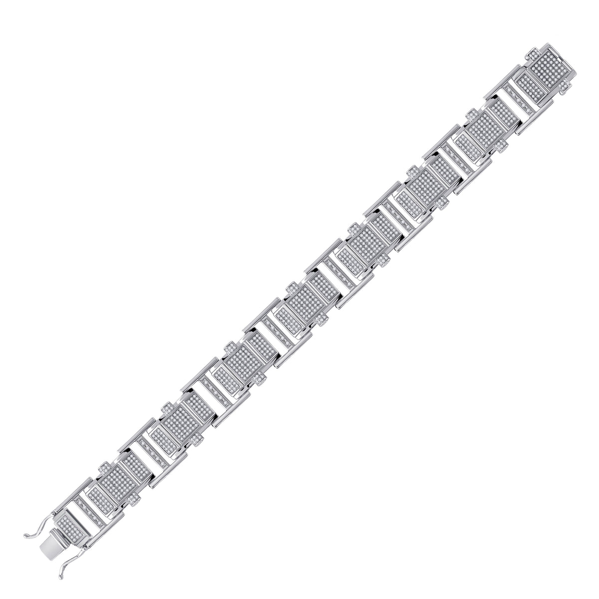 10kt White Gold Mens Round Diamond Fashion Bracelet 2-3/4 Cttw