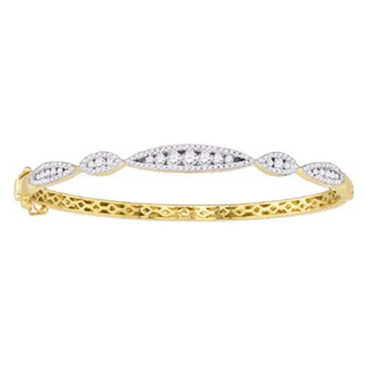 10kt White Gold Womens Round Diamond Bangle Bracelet 1 Cttw