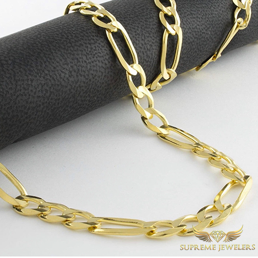 7mm 10K Gold Figaro Link
