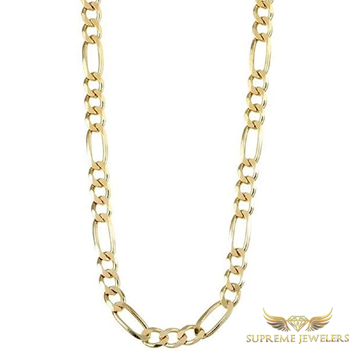 7mm 10K Gold Figaro Link