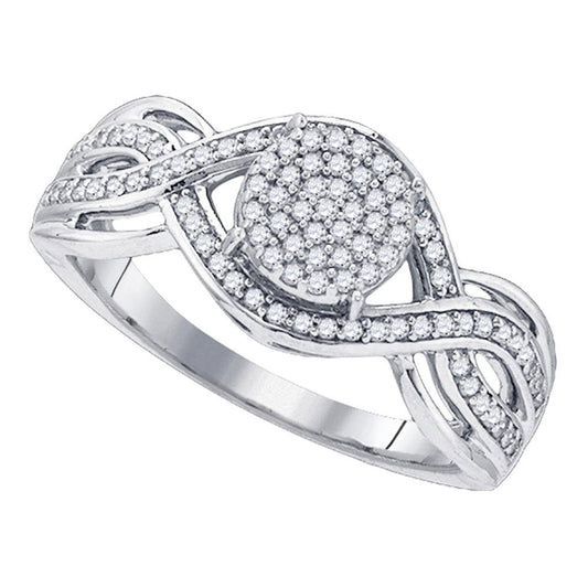 10kt White Gold Round Diamond Cluster Bridal Wedding Engagement Ring 1/3 Cttw