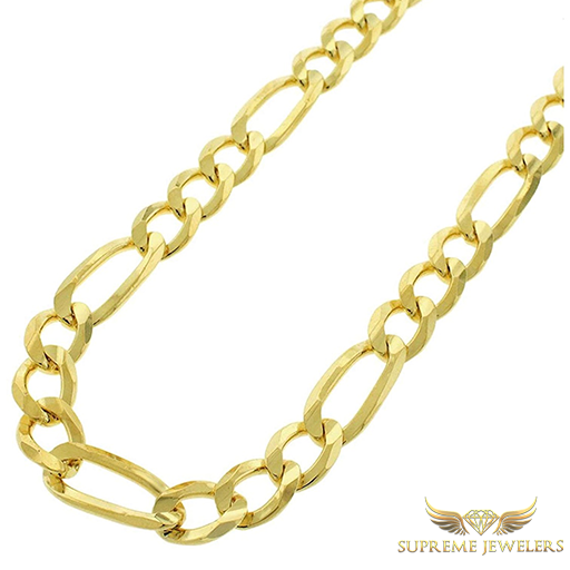 8mm 10K Gold Figaro Link