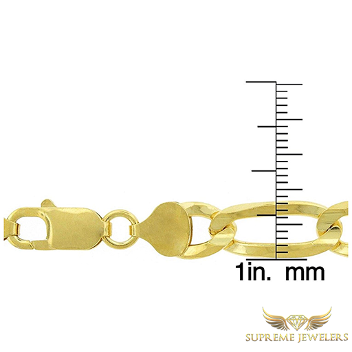 8mm 10K Gold Figaro Link