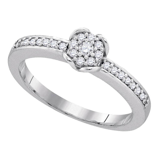 10kt White Gold Womens Round Diamond Cluster Ring 1/5 Cttw