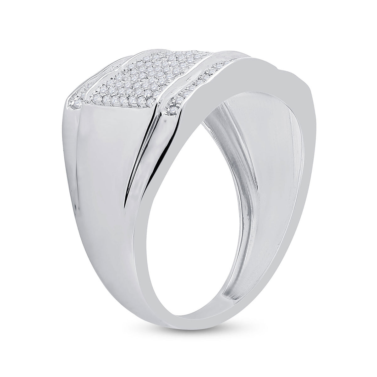 10kt White Gold Mens Round Diamond Cluster Ring 1/2 Cttw