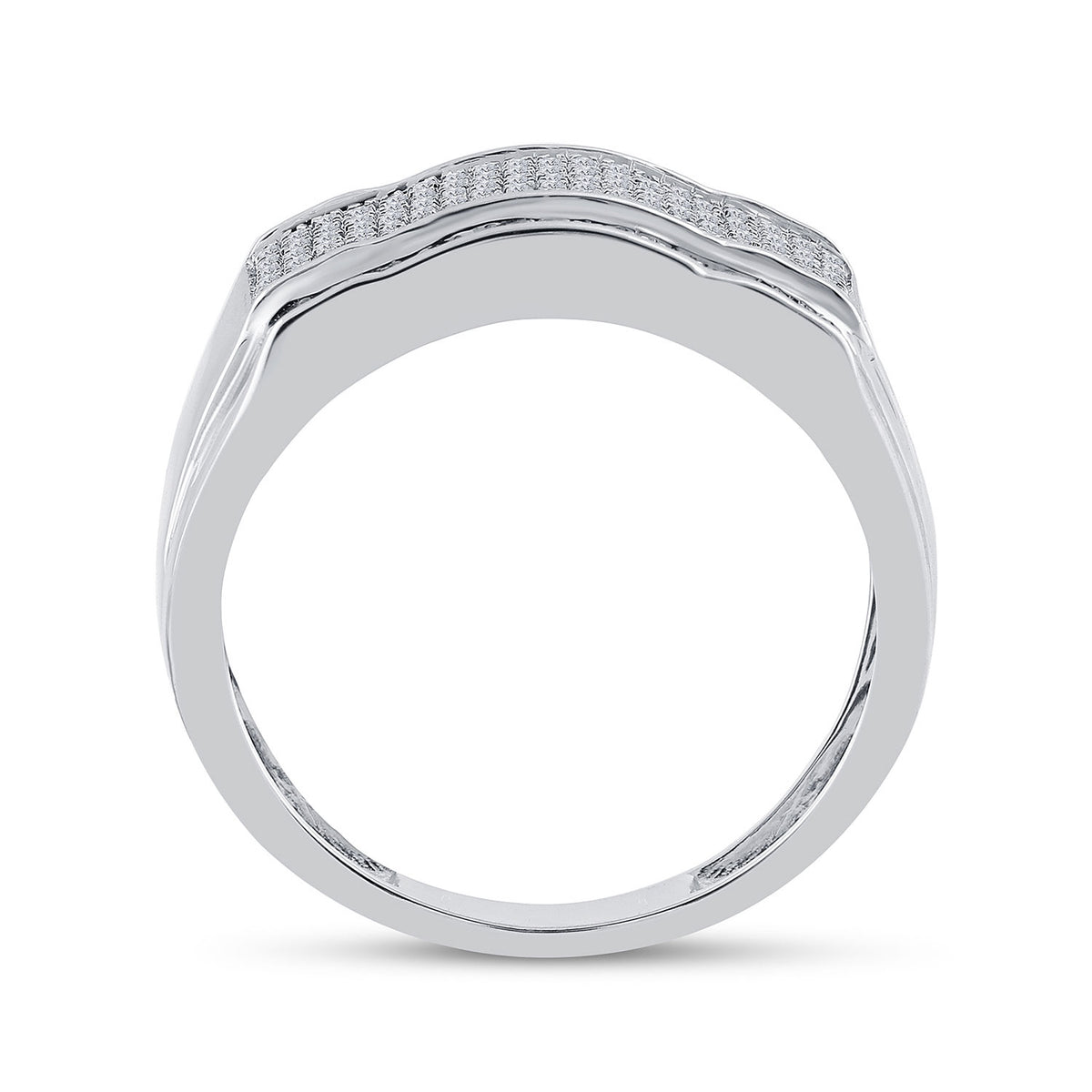 10kt White Gold Mens Round Diamond Cluster Ring 1/2 Cttw